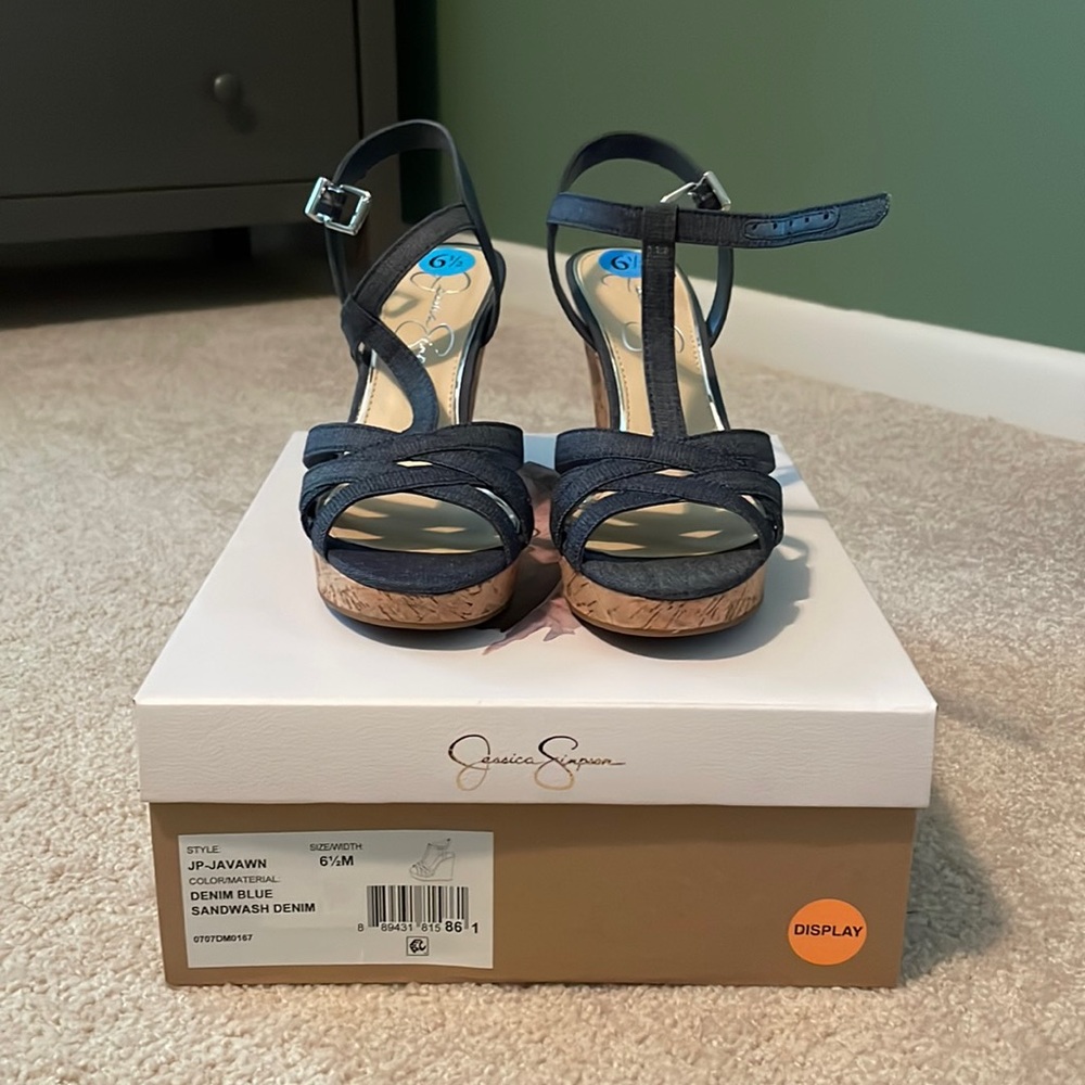 NWT Denim Blue Wedges